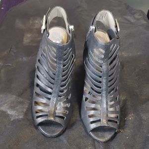 Vince Camuto black leather sandal booties